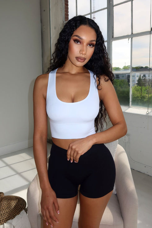 Soft Basic Smooth Scoop Neck Top - White - EDGEbyKS