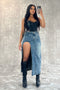 City Girl Denim Slit Skirt SKIRT EDGE Small Medium Stone