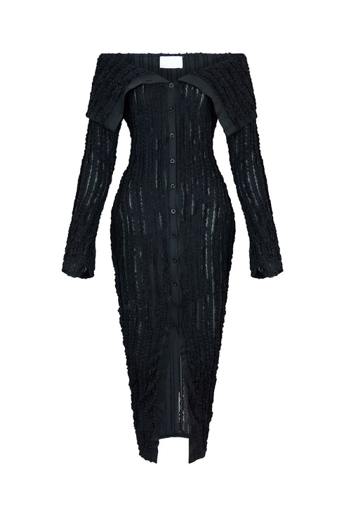 Melody Off Shoulder Mesh Dress Dresses EDGE Small Black