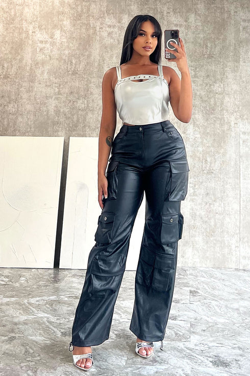 Mars Shiny PU Eyelet Crop Top Crop Top EDGE