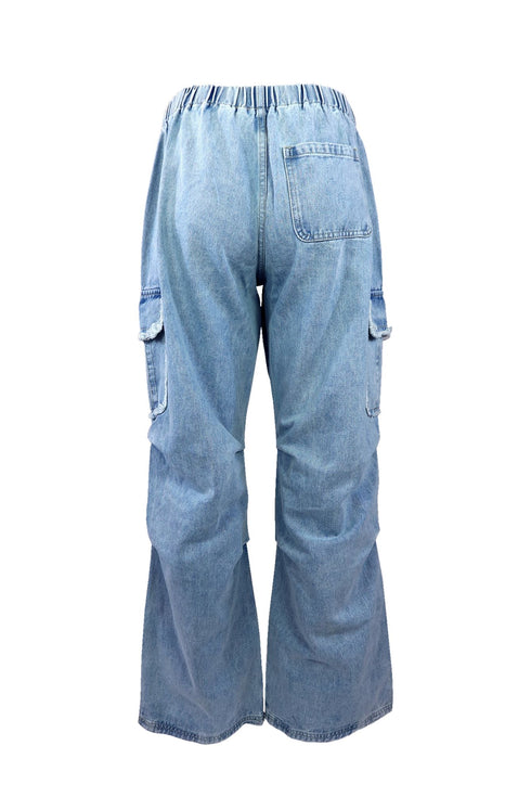 Maria Washed Denim Side Pockets Pants Bottoms EDGE