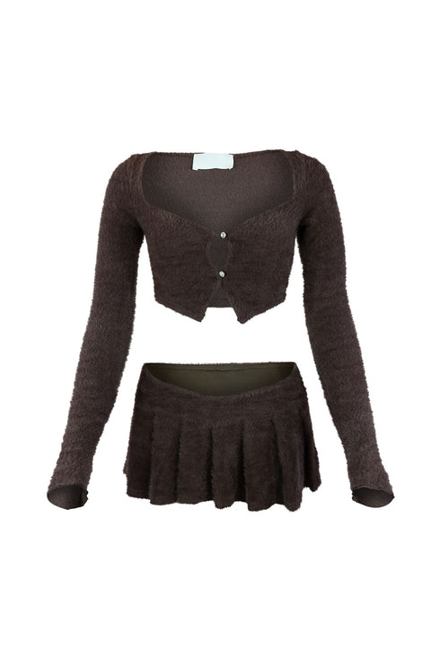 As Time Goes Fuzzy Cardigan Top & Skirt SET matching sets EDGE