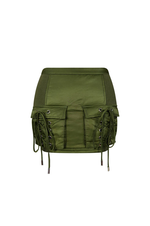 Kristy Nylon Bomber Skirt SKIRT EDGE Small Olive