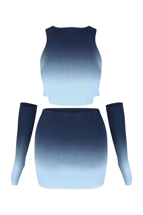 One More Chance Ombre Dye Knit Skirt SET With Arm Warmers matching sets EDGE