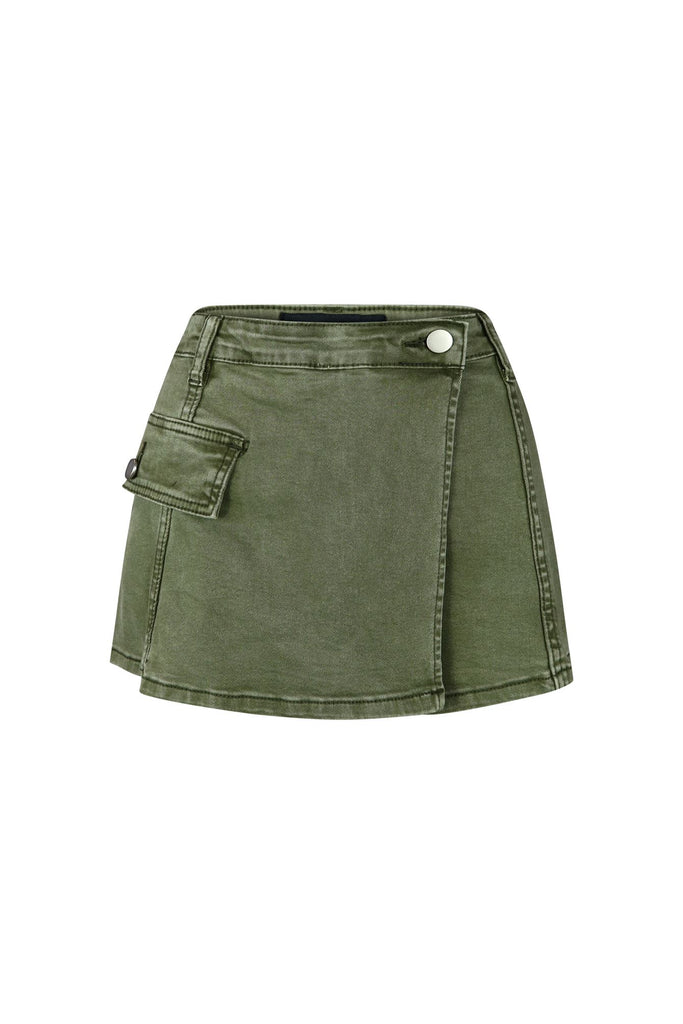 Ready Mineral Washed Cargo Skort Bottoms EDGE Small Olive 