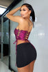 Primrose Floral Lace Up Tube Bustier Top - Fuchsia - EDGEbyKS