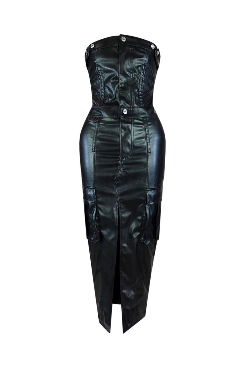 Troubled Faux Leather Tube Dress Troubled Faux Leather Tube Dress