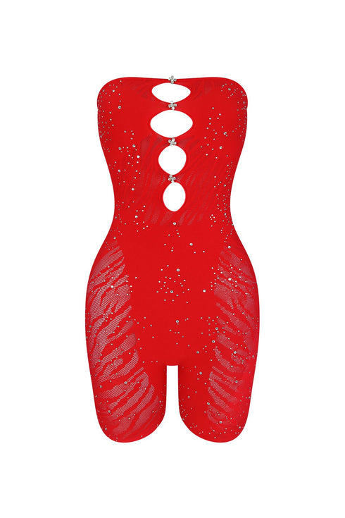 Iyla Hallow Out Tube Rhinestone Romper Rompers + Jumpsuits EDGE