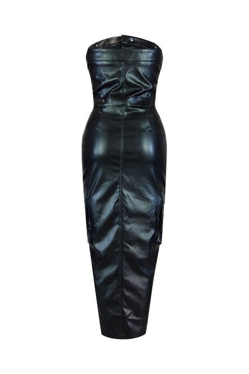 Troubled Faux Leather Tube Dress Dresses EDGE