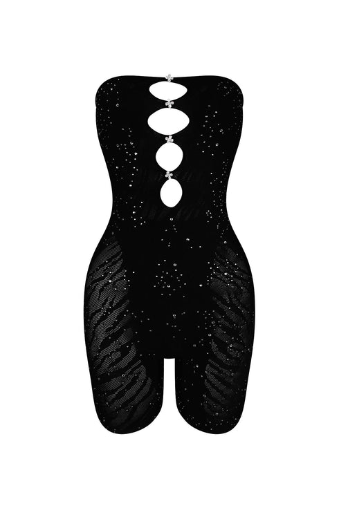 Iyla Hallow Out Tube Rhinestone Romper Rompers + Jumpsuits EDGE
