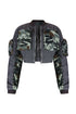 Wake Me Up Camo Pockets Scrunched Jacket Outerwear EDGE Small Charcoal Grey