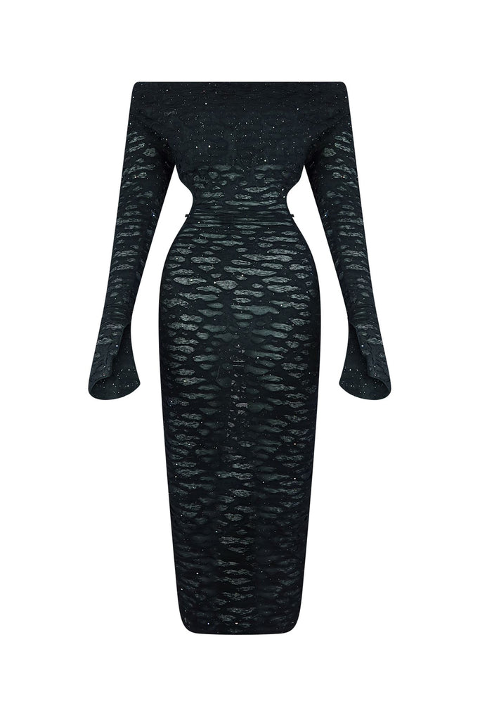 Breathtaking Off Shoulder Mesh Dress Dresses EDGE Small Black 