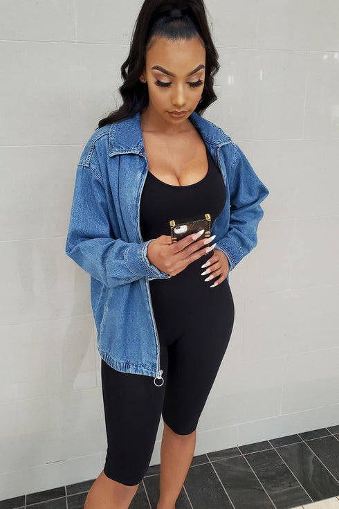 Basic Tank Skinny Midi Romper - Black - KNOWSTYLE