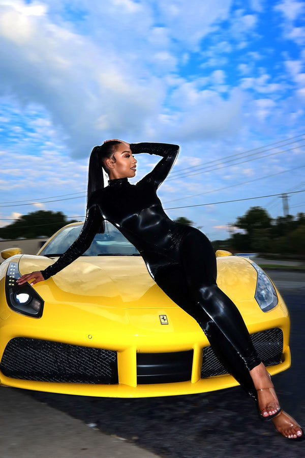 Out Of My Mind Shiny PU Jumpsuit Rompers + Jumpsuits EDGE Small Black