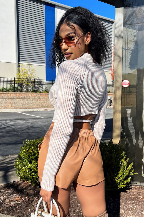 Icy Sweater Ribbed Crop Top Top EDGE