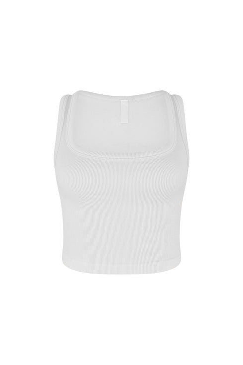 Hallie Basic Ribbed Tank Top Crop Top EDGE Small/Medium White