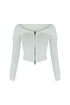 Good Luck Knit Two Way Zipper Top Crop Top EDGE Small White
