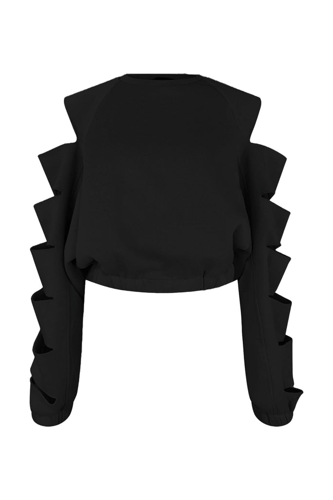 This Is Me Cutout Long Sleeve Top Top EDGE Small Black 