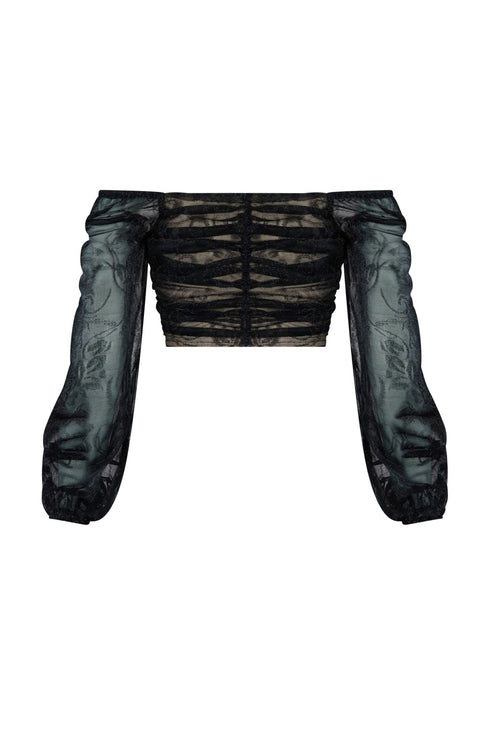 Danielle Off Shoulder Mesh Top Top EDGE