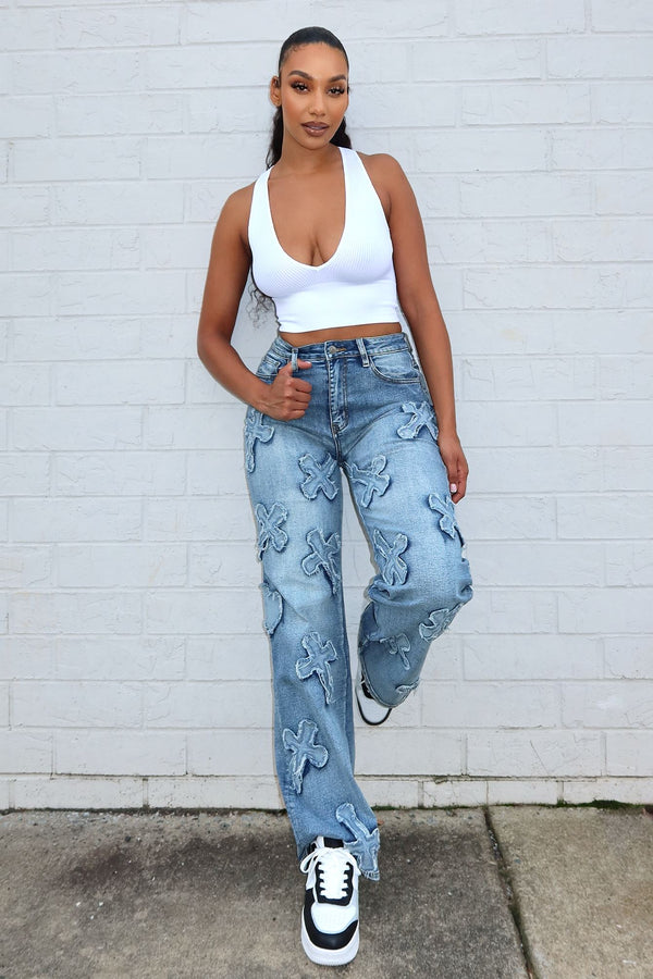 Cross Your Mind Baggy Denim Jeans jeans EDGE Small Medium Wash