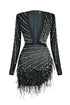 Rewrite The Stars Stone & Feather Mesh Dress Dress EDGE Small Black