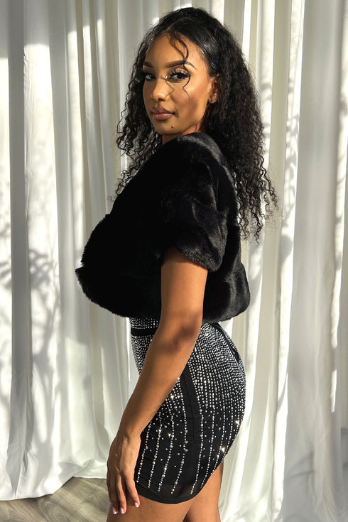 Lavish Faux Fur Cropped Cover Up Outerwear EDGE