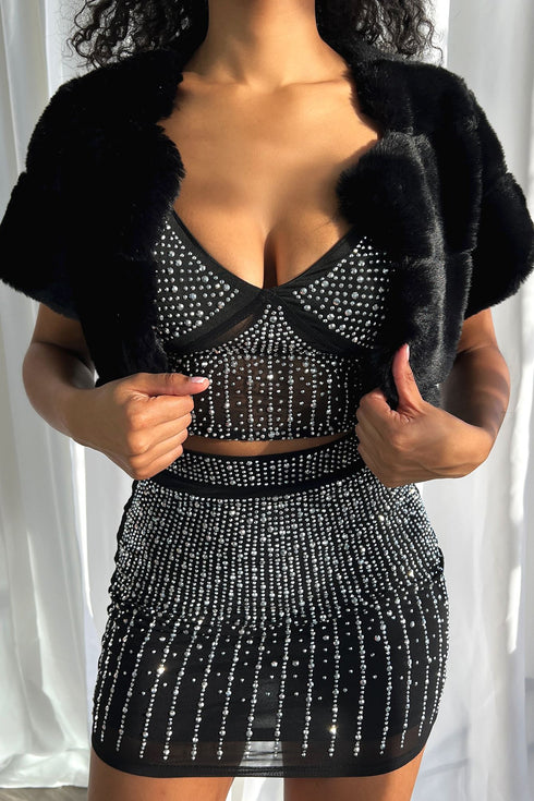 Lavish Faux Fur Cropped Cover Up Outerwear EDGE