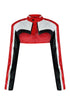 Bittersweet Faux Leather High Crop Jacket Outerwear EDGE Small Red/Combo