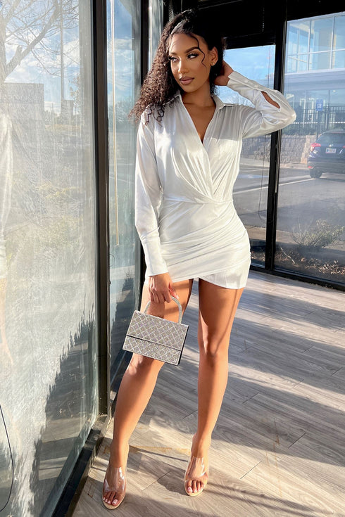 Calypso Shiny Drape Mini Dress DRESS EDGE