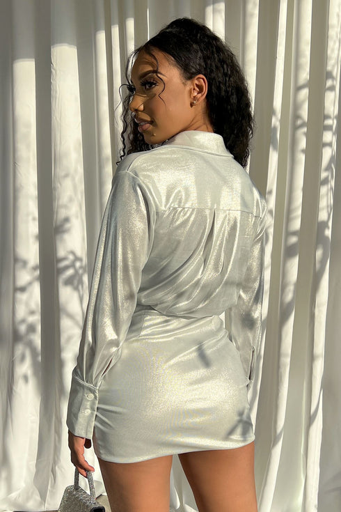 Calypso Shiny Drape Mini Dress DRESS EDGE