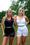 Chill Out Netted Crop Top & Shorts SET - Black, White - EDGEbyKS