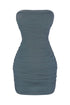 Not Too Late Mesh Ruched Mini Bustier Dress Dress EDGE Small Grey