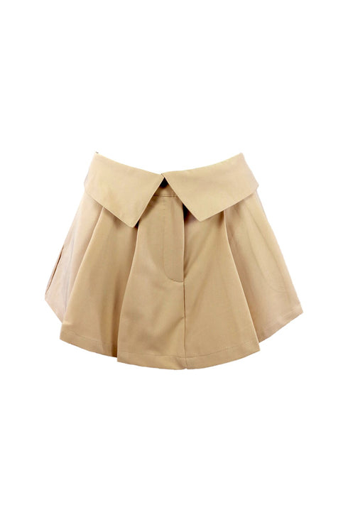 Irish Cream Pleated Mini Skort SKIRT EDGE Small Taupe