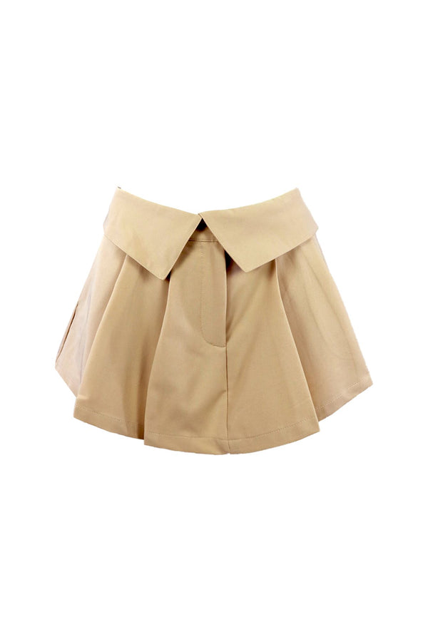 Irish Cream Pleated Mini Skort SKIRT EDGE Small Taupe