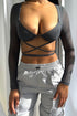 Crystal Mesh Bustier Top Crop Top EDGE