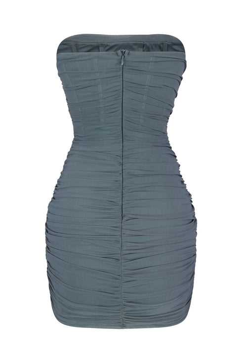 Not Too Late Mesh Ruched Mini Bustier Dress Dress EDGE