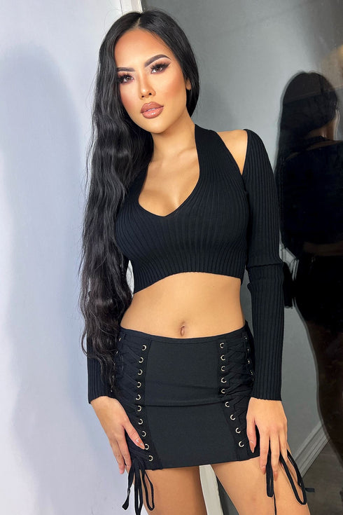 Cutting Corners Cutout Sweater Cropped Top Crop Top EDGE