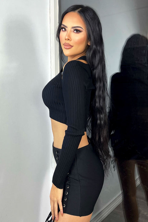 Cutting Corners Cutout Sweater Cropped Top Crop Top EDGE