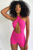 Gia Ribbed Romper - Fuchsia - KNOWSTYLE - EDGE - EDGEONLINESTORE