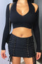Cutting Corners Cutout Sweater Cropped Top Crop Top EDGE Small Black