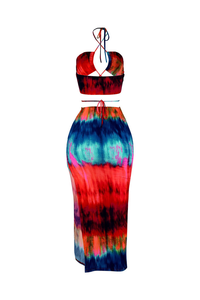 Summer Taste Print Halter O Ring Detail Dress DRESS EDGE 