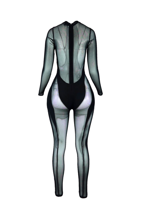 Find Yourself Mesh Contrast Long Sleeve Jumpsuit Rompers + Jumpsuits EDGE