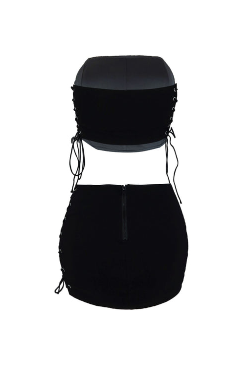 Life Of Sin Lace Up Top & Skirt SET matching sets EDGE