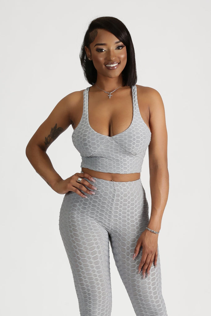The Great Forever Criss-Cross Back Bra Top & Leggings SET - Grey - KNOWSTYLE - EDGE - EDGEONLINESTORE