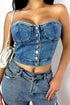 Bust Down Denim Bustier Tube Top Crop Top EDGE