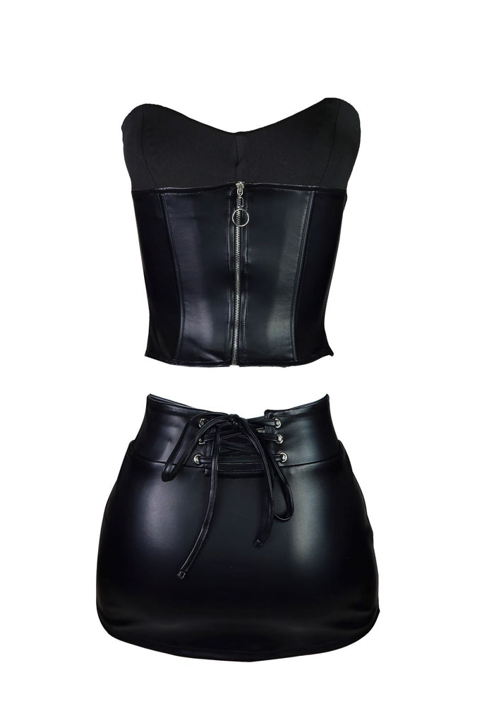 Afterhour Vegan Leather Skirt SET Apparel & Accessories KNOWSTYLE 