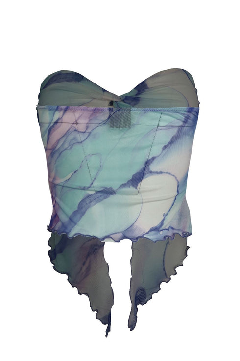 Lavender Haze Print Mesh Twist Top - Lavender - EDGEbyKS