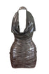 Raise Me Up Foil Ruched Dress - Mocha - EDGEbyKS