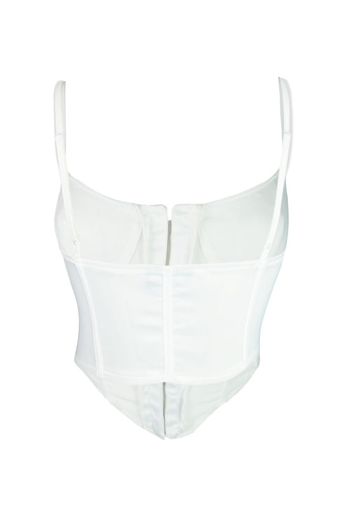 Aisha Satin Front Closure Corset - White - EDGEbyKS