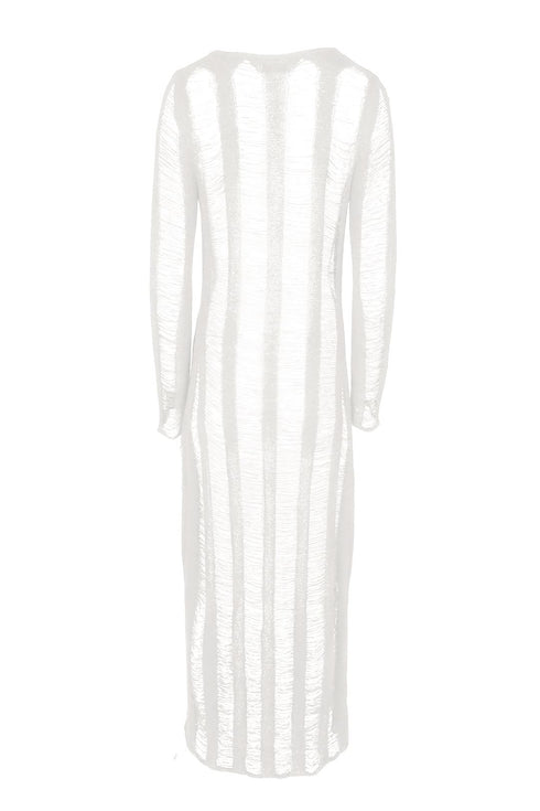 Private Island Distressed Maxi Cardigan Cover Up - Oatmeal - EDGEbyKS